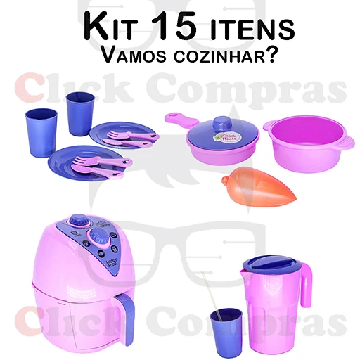 Children's Kitchen Kit Air Fryer Jars Cookware 15 PCs