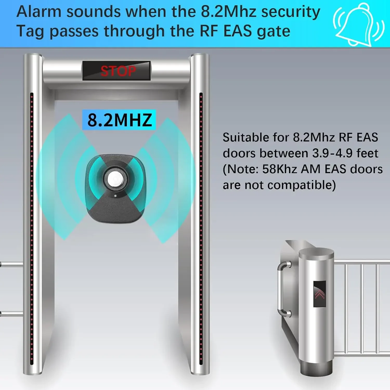 100 قطعة مضادة للسرقة للبيع بالتجزئة EAS 8.2 ميجا هرتز علامة أمنية صلبة RF علامات أمان مربع للبيع بالتجزئة لسوبر ماركت الملابس مع فتح الدبابيس