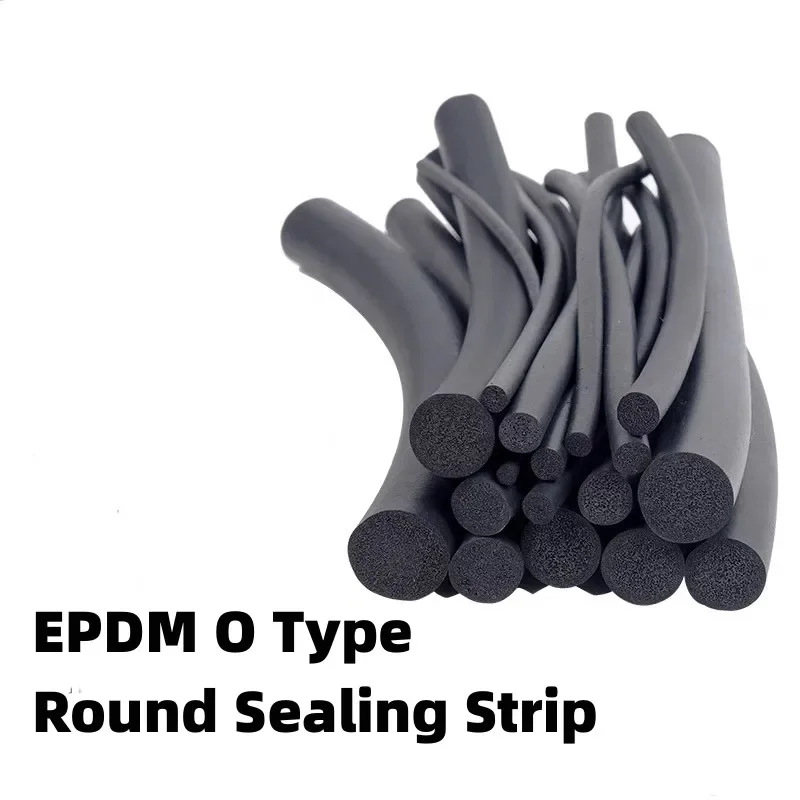 2/5M 3/4/5/6/7/8/10/12/14/16/18/20mm EPDM O Type Round Sealing Strip Sound Proofing Dustproof Foamed Rubber Seal Strip