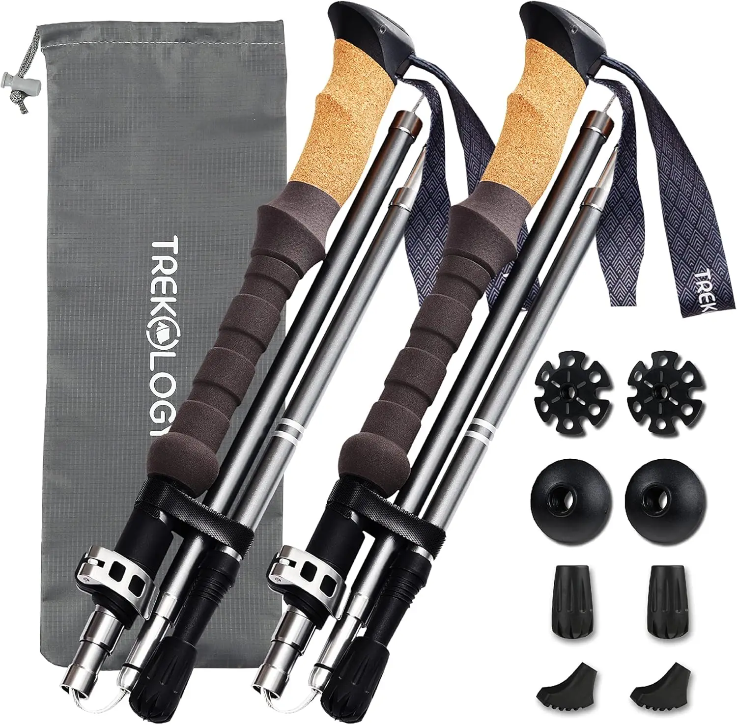 

Lightweight Folding Hiking Poles, Adjustable Height, Compact Travel Design for Men & Women