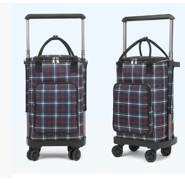 

Женская изолированная сумка для покупок на колесиках, легкие сумки на тележке для покупок в супермаркете, женская корзина для покупок продуктов с 4 колесами