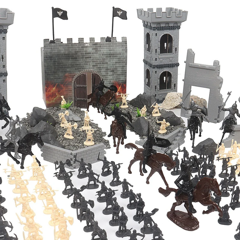 100PCS/Pack Sandbox Mini Medieval Warrior Figurines Random Action Poses 4 Colors Sand Table Decoration Small Ornaments Gifts ZYF
