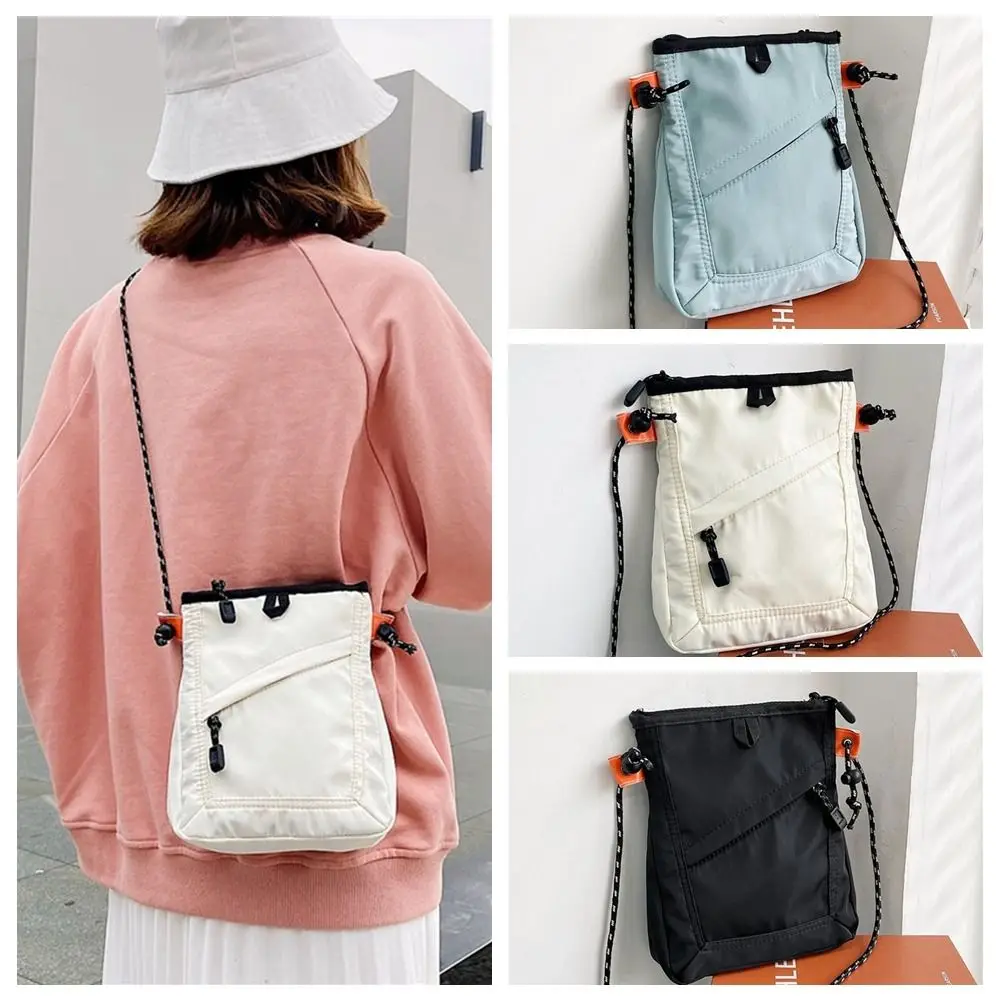 

Fashion Canvas Small Square Shoulder Bag Nylon Zipper Crossbody Phone Bag Waterproof Adjustable Shoulder Strap Men