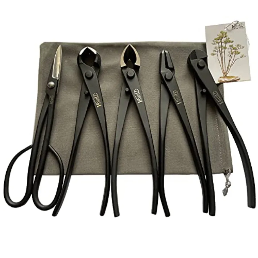 VOUIU 5-Piece Bonsai Tool SetKnob Cutter Concave Cutter Wire Cutter Jin Pliers Bonsai Scissors