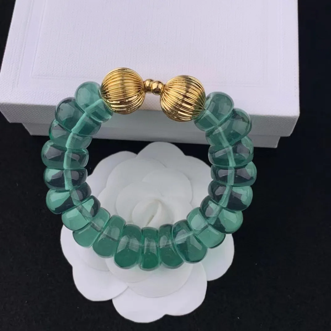 Temperament Advanced Personalized Green Resin Elasticity Bracelet for Women's Girl Party Gift Jewelry Accessories