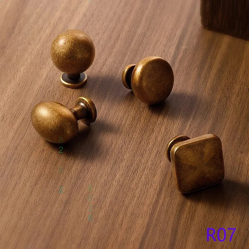 French Vintage Antique Brass Single Hole Kitchen Cabinet Door Pull Handle