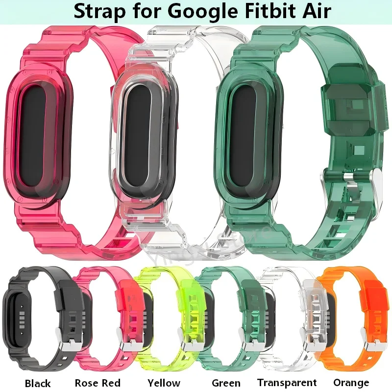 Pulseira de relógio em tpu macio, pulseira transparente para google fitbit air, pulseira inteligente transparente para fitbit air, acessórios de subst