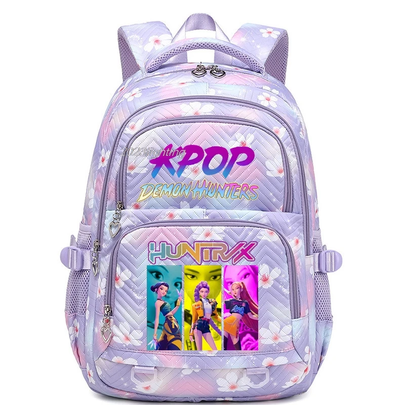 

Рюкзак KPop «Охотники на демонов» с милым цветочным принтом Rumi Mira Zoey HUNTR/X Saja, школьные сумки для мальчиков, вместительные mochila femininas