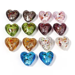 5pcs/Lot Inner Plated Silver Color Heart Shape Lampwork Beads Crystal Glass Loose Spacer Beads for Jewelry Making DIY Bracelet