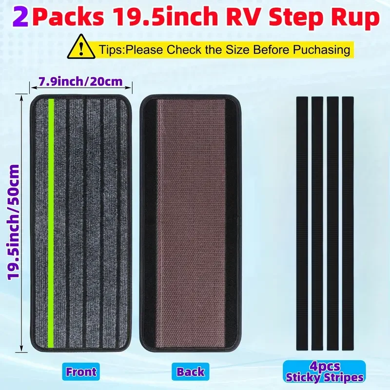 RV Step Cover Non-Slip Waterproof Camper Stair Cover Reflective Camping Rug Set For Trailer Motorhome Caravan Outside Step