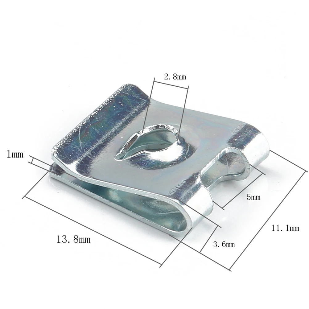 

100pcs Manganese Steel U Nut Zinc U Shaped Fastener Clips High Strength Panel Bumper Fixing Wire Dashboard Spire Clip
