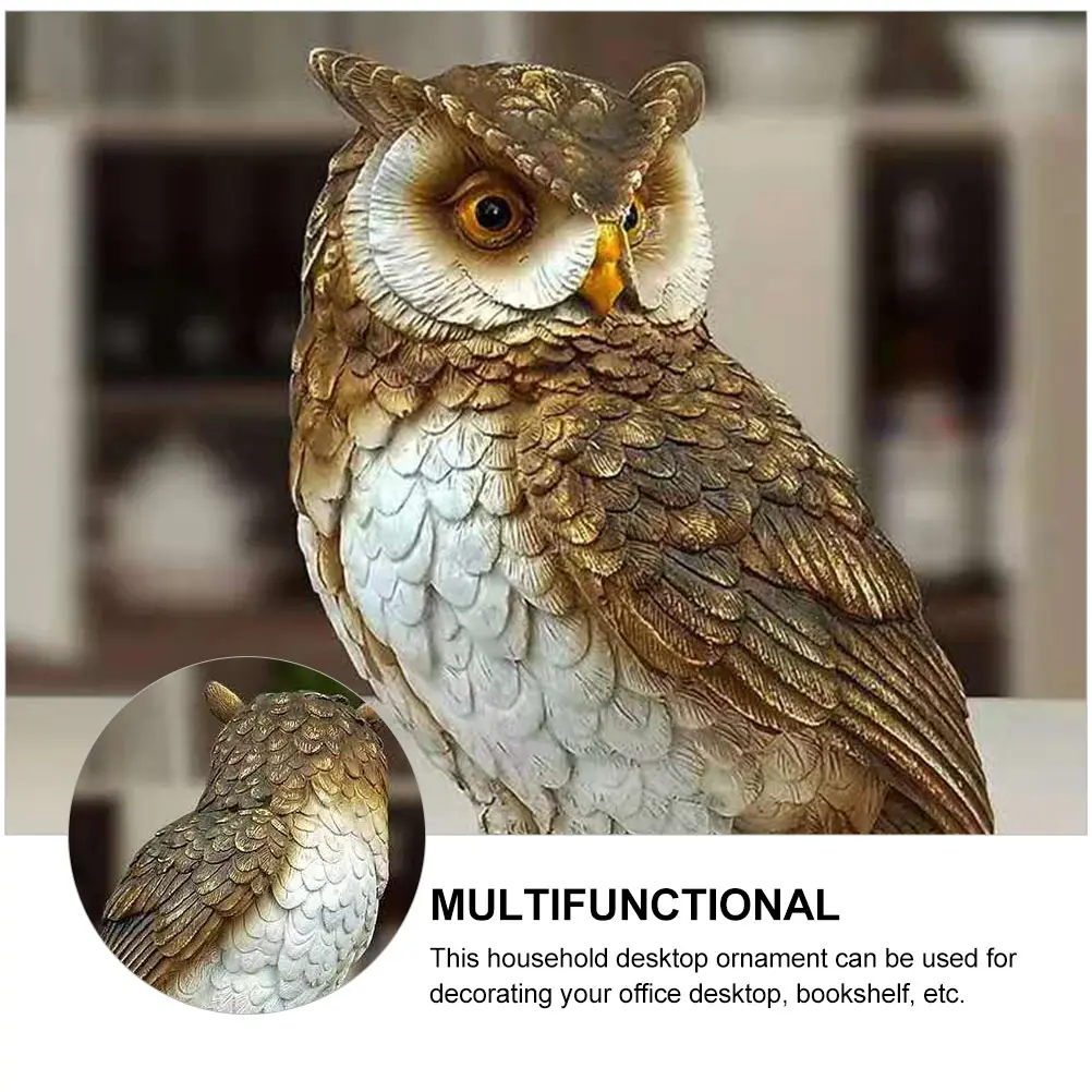 

1pc Resin Owl Craft Realistic Statue for Home Delicate Owl Ornament Office Desktop Bookshelf Decoration Fine Quality