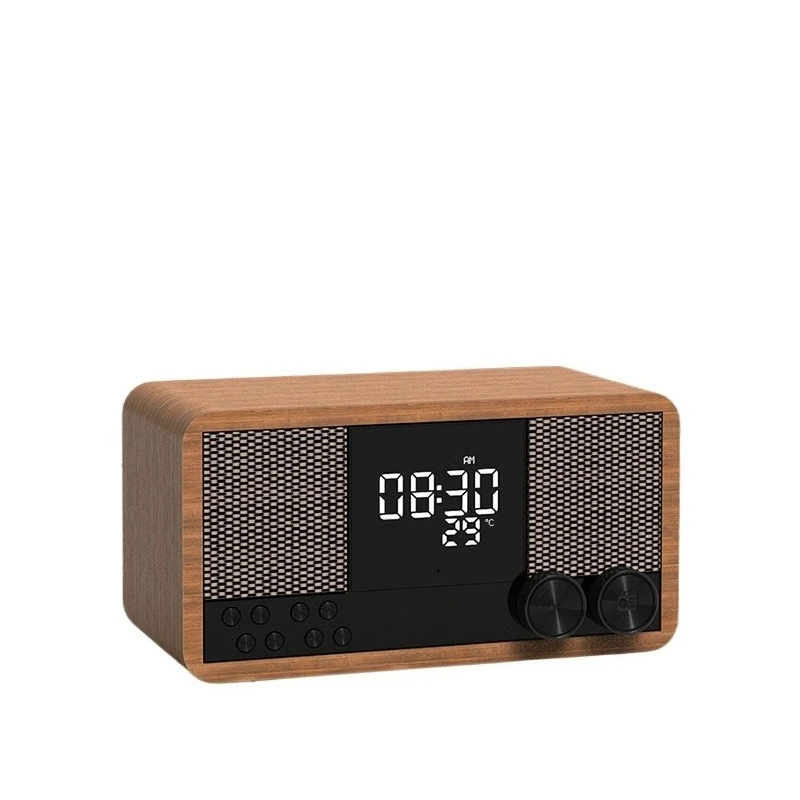 

Vintage Bluetooth speaker, wooden, FM radio, clock, alarm clock, high-definition sound quality