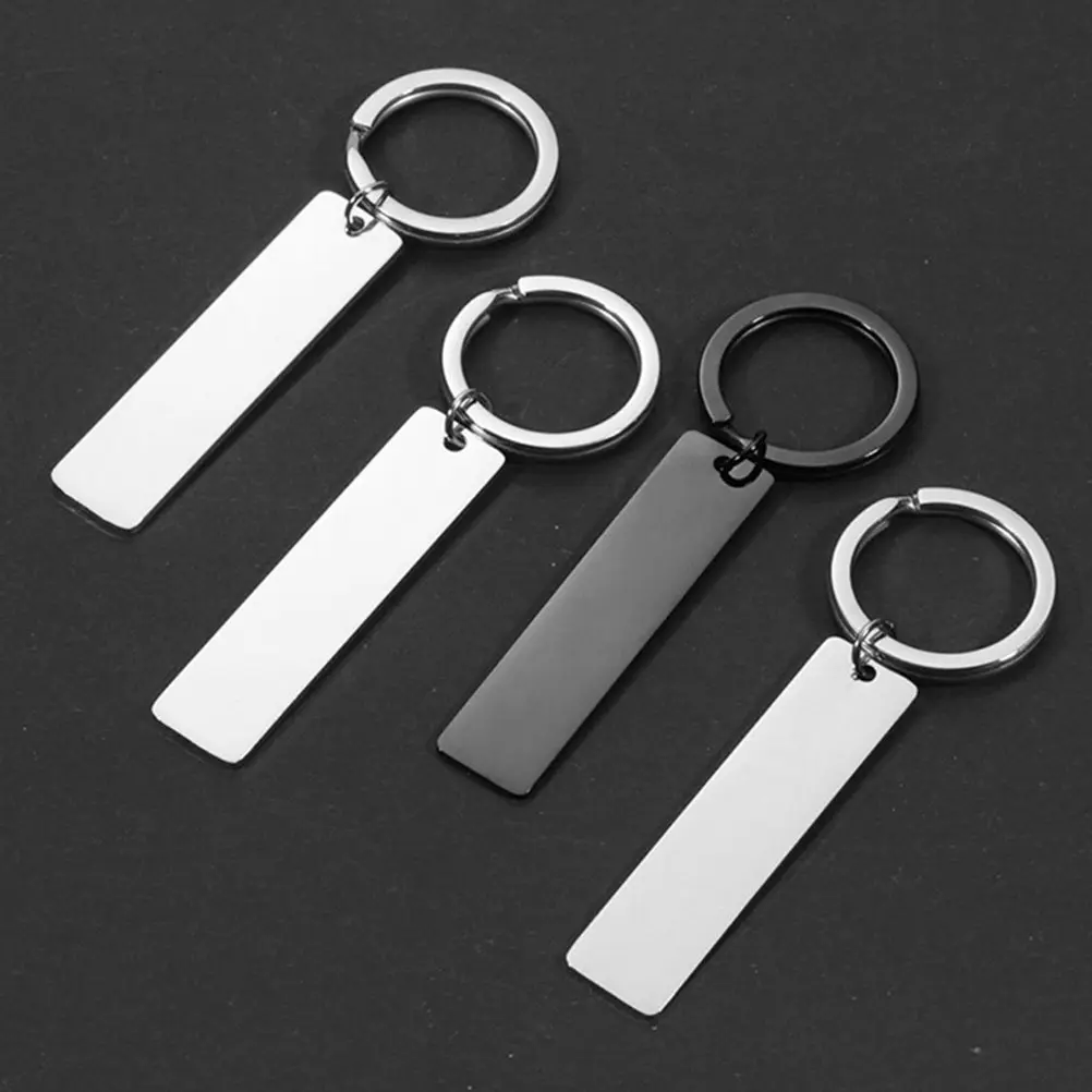 10Pcs Stainless Steel Blank Keychain Rectangle Tag DIY Engraving Tags for Key Bag Schoolbag Decorative Hanging Ornament