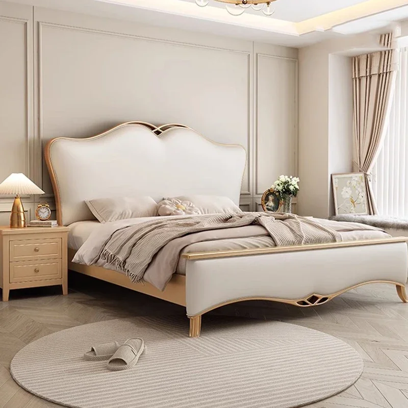 Sleeping Princess Bed Bedroom Girls Design Beauty European Bed Loft Luxury Castle Wooden Floating Camas De Casal Home Furniture