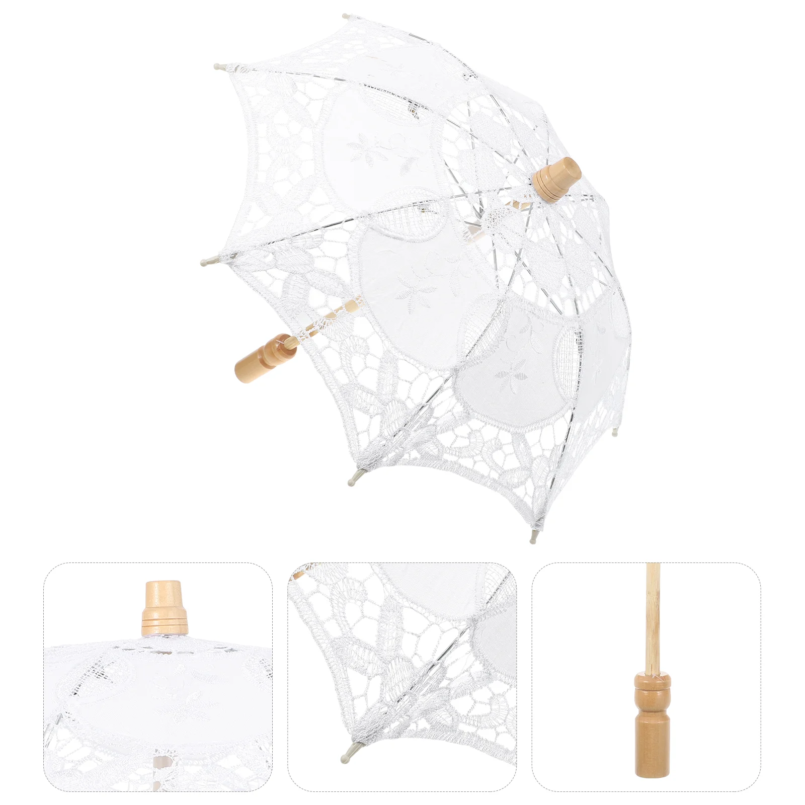 Cotton Lace Umbrella Vintage Parasol Cotton Umbrella Retro Goth for Rain Wedding Rural Banquet