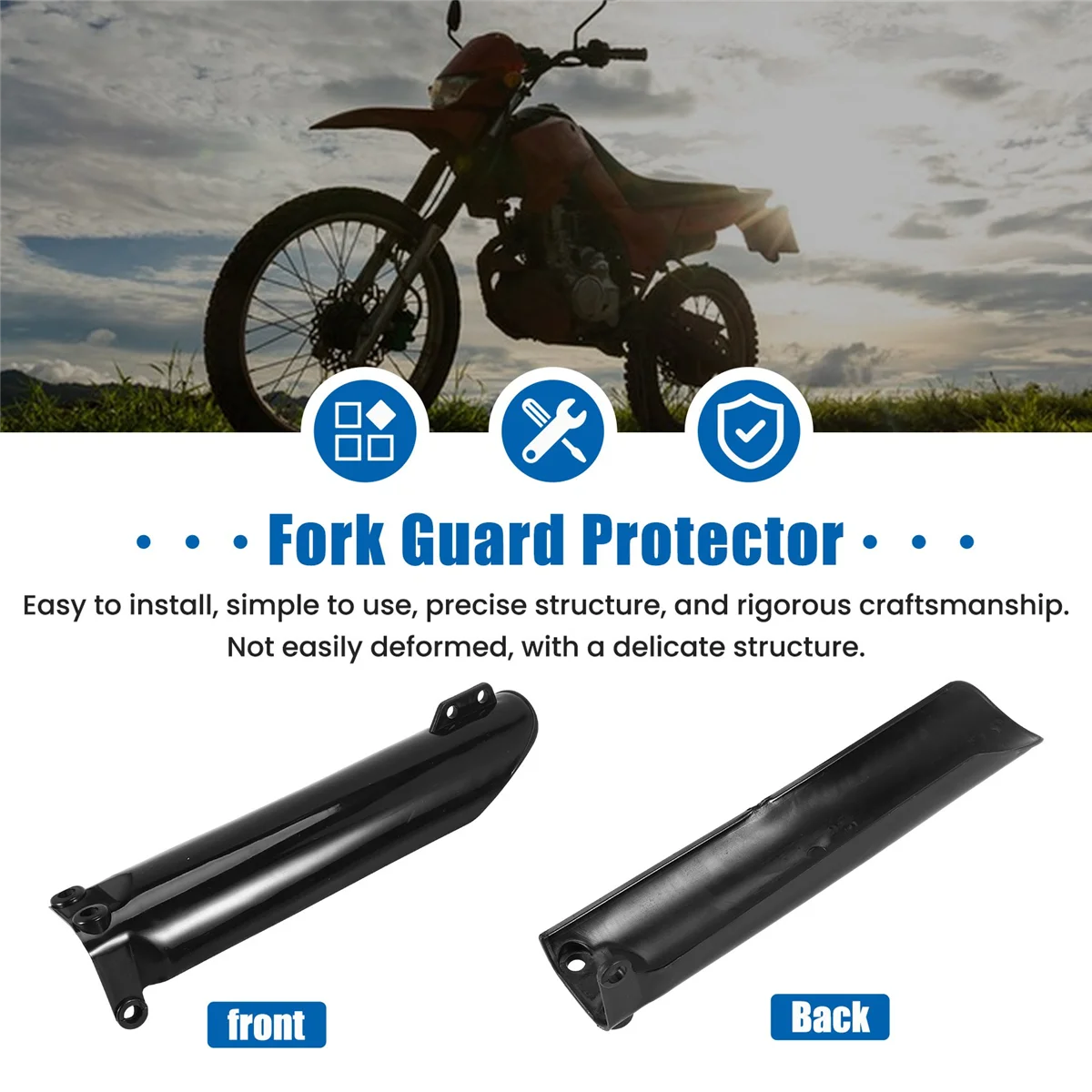 Motocicleta Frente Fork Absorber Protector, Dirt Bike Covers, protetores de plástico para 110CC, 125CC, 140CC, 150C, 160CC, Pit Bike, 1 par