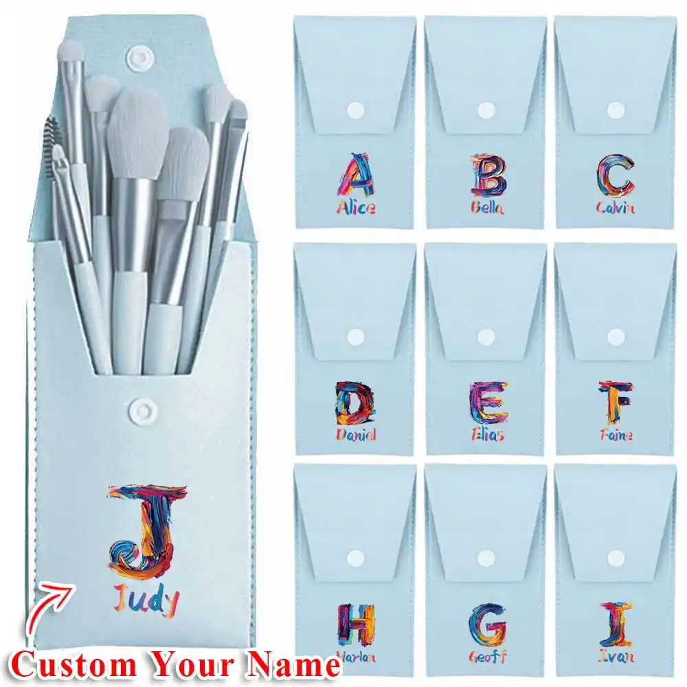 Customized Name Makeup Brush Set With Lightweight Storage Bag Multi Function Facial Eye Tools With Powder Foundation Brushes