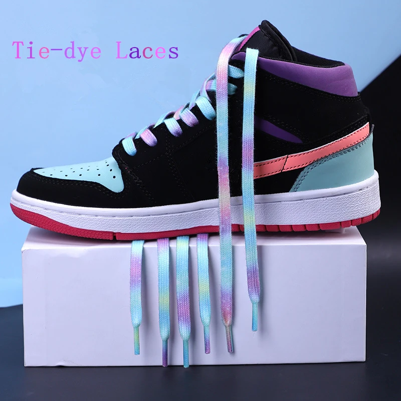 Tie-dyed Shoelaces Flat AF1 Sneakers Shoelace Basketball Shoes Personality Color Sports Shoe Laces Rope Wholesale Fashion New