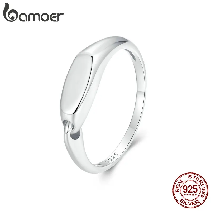 

BAMOER 925 Sterling Silver Minimalist Interlocked Ring Love Simple Band for Women Valentine's Day Fine Jewelry Gift