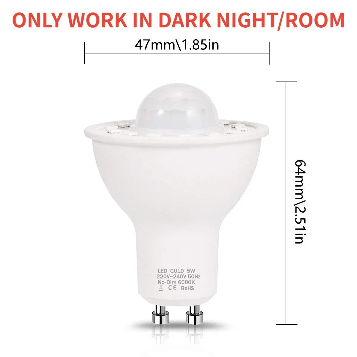 Imagem -02 - Melery-pir Movimento Night Light Sensor Lâmpadas Led 50w Equivalente 500lm Dia Branco Escadas Garagem Corredor Passarela Corredor 2pack