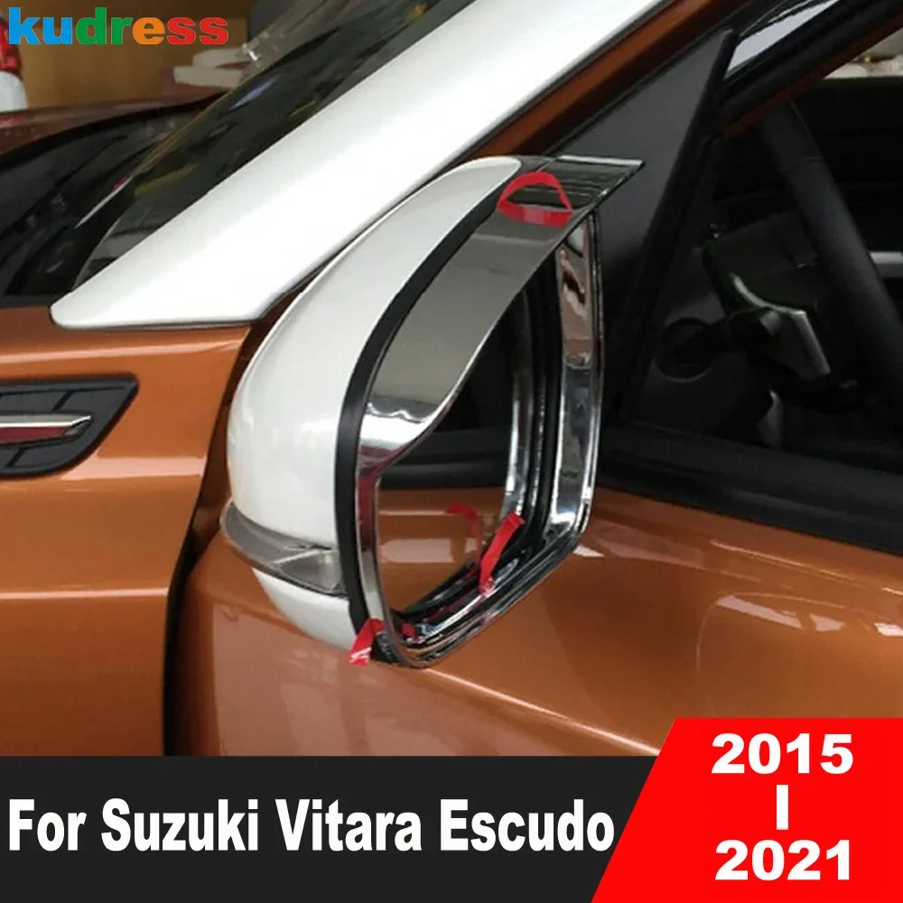 For Suzuki Vitara Escudo 2015-2020 2021 Chrome Car Rearview Mirror Eyebrow Rain Shield Shade Sun Visor Cover Trim Accessories