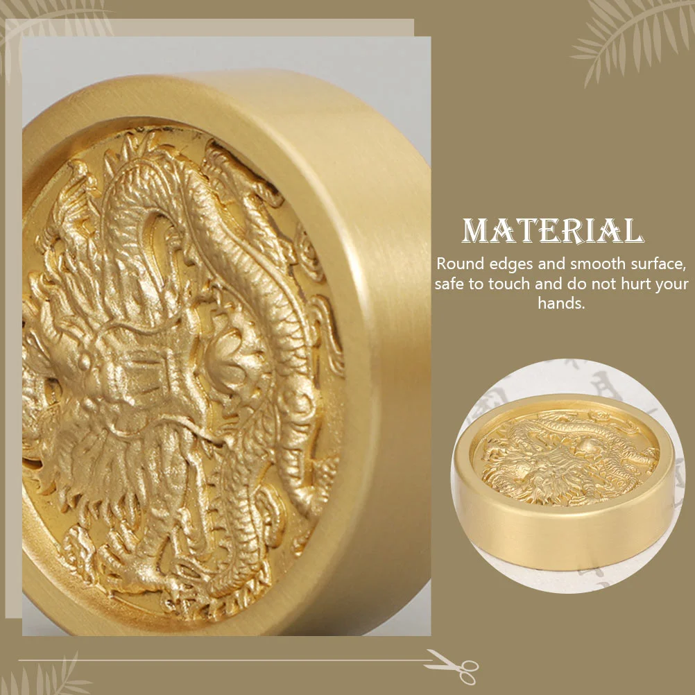 Brass Ruler Paperweight Chinese Calligraphy Supplies Creative Round Desktop Copper Office