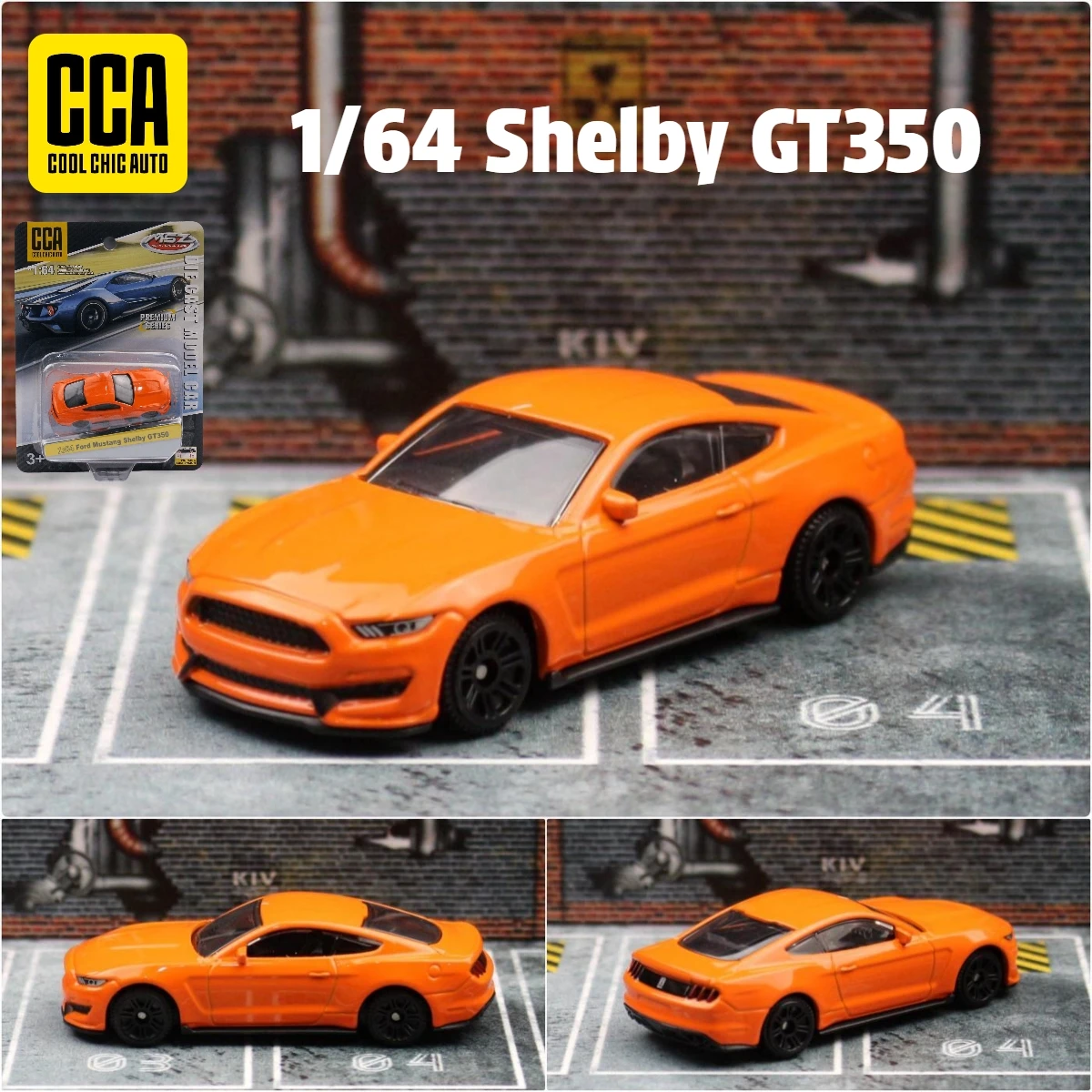 CCA 1/64 Series Ford Shelby GT350 Toy Car Model Diecast Alloy Vehicle Miniature Free Wheels Collection Gift for Children Boys