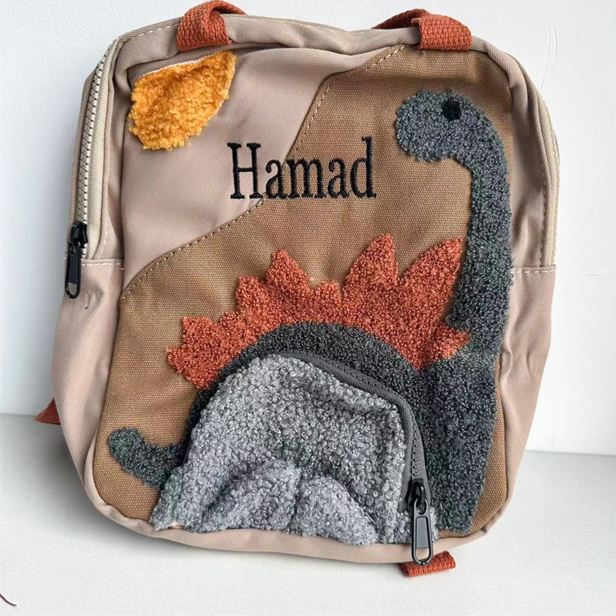 Personalized Dinosaur Backpack Schoolbag Custom Embroidered Cartoon Canvas Small Kindergarten Children's Backpack with Name