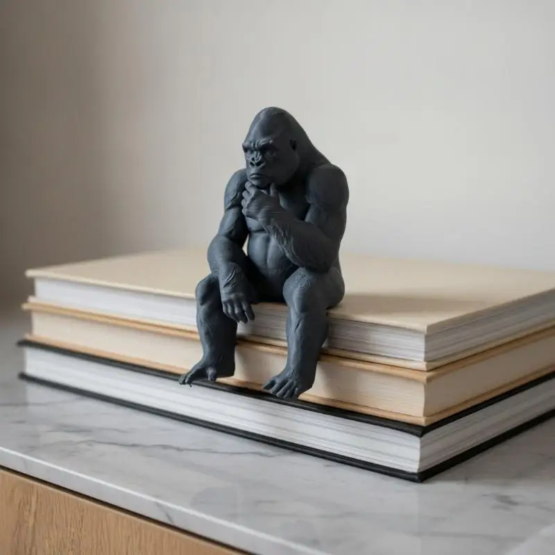Cartoon Sitting Gorilla Statue Ornament 3D Printed Thinker Gorilla Figurine For Home Desktop Interior Decoration Gift