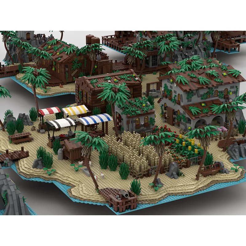 Moc ビルディングブロック モジュール式海賊島湾 - ビーチアイランド拡張テクノロジーブロック クリスマス DIY おもちゃ 建設ギフト