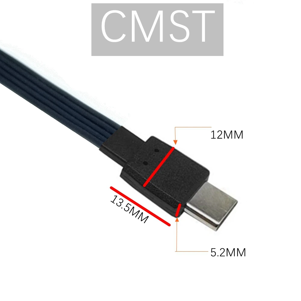 Double soft ribbon cable PD cable charging cable C-bend flat silicone cable Type C extension to USB-C elbow adapter cable