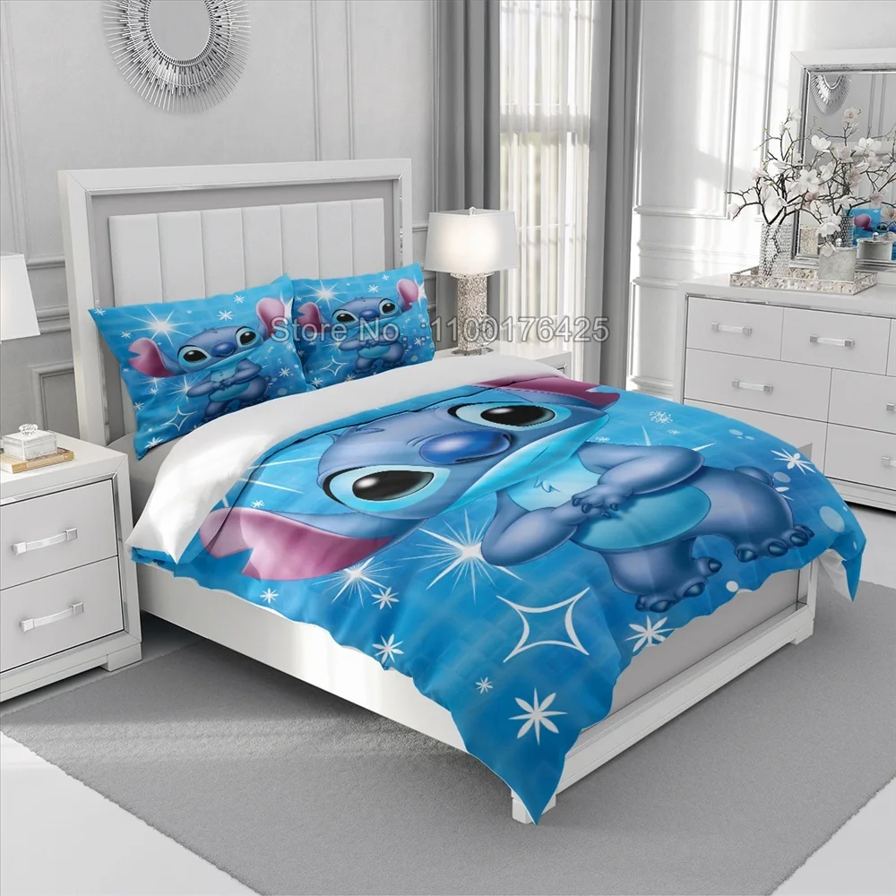 Hot Lilo Stitch Bedding Set Boys Girls Decorate Bedroom Twin Full Queen King Size Duvet Cover Pillowcases for Kids Gifts