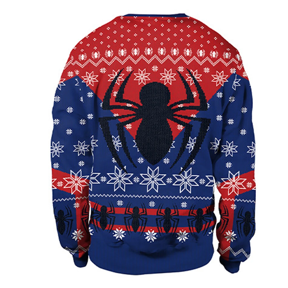 Men Women New Year Eve Christmas Sweatshirt 3D Funny Print Holiday Party Xmas Jumper Tops Pullover Spider Ugly Christmas Sweater - Image 2