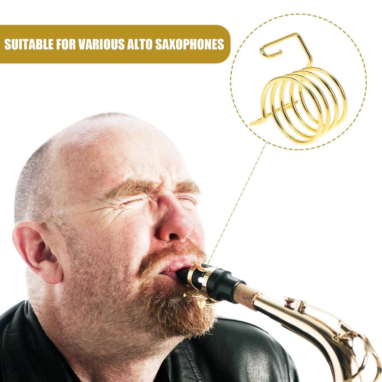 

Universal Saxophone Ligature Clamp for Alto Sax Mouthpiece Durable Metal Gold Spiral Design Protective Portable Musical