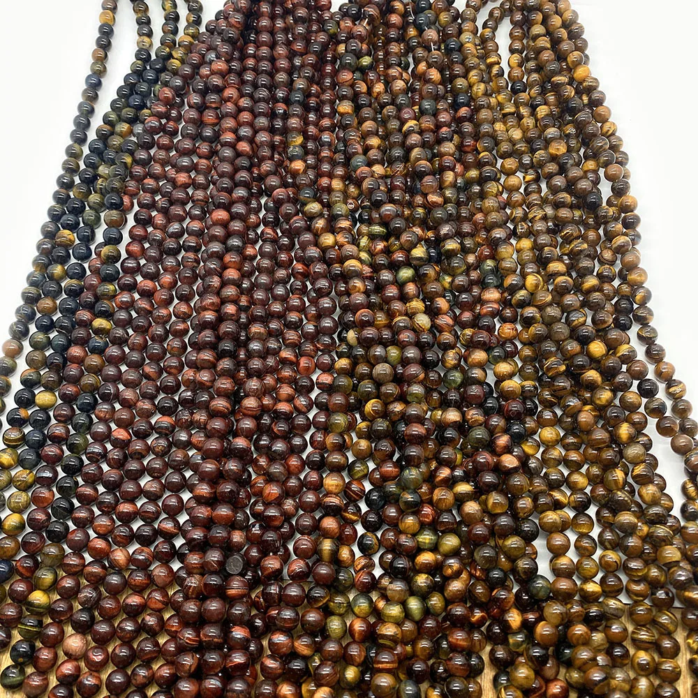 سحر كلاسيكي عين النمر الطبيعي مصقول الخرز المستديرة مع ثقوب مستقيمة فضفاضة أنيقة الخرز اليدوية مجوهرات اكسسوارات #2