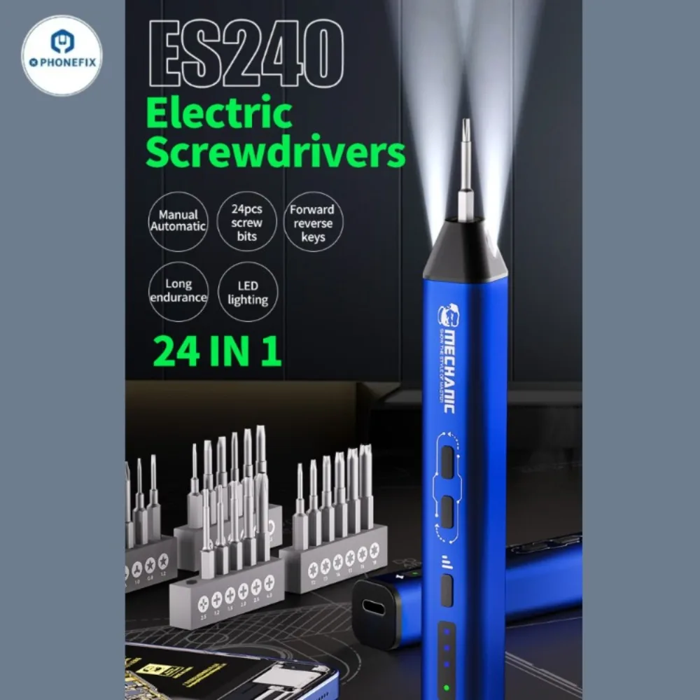 MECHANIC ES240 24 IN 1 Smart Electric Screwdriver One-click Automatic Boot with LED Lamp for Phone Teardown Repair Tools Kit Set