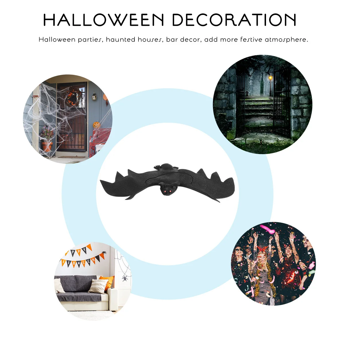 5pcs Bat Hanging Decorations For Halloween Parties Spooky Home Haunted House Outdoor Party Supplies Decor