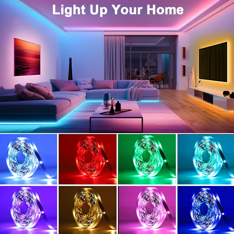 LED Strip Lights RGB Led Tape with APP Control Fleible Ribbon Luces Led Room Lights for Bedroom Party Decoration TV Backlight