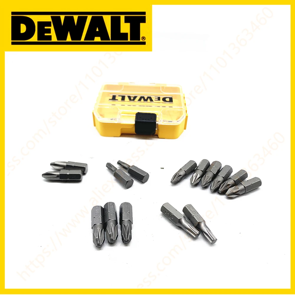 Set di punte per viti DEWALT 15 pezzi 25mm PH2 PZ2 PZ3 T20 T25 testa di perforazione per legno Elecitrc punta da trapano originale con custodia