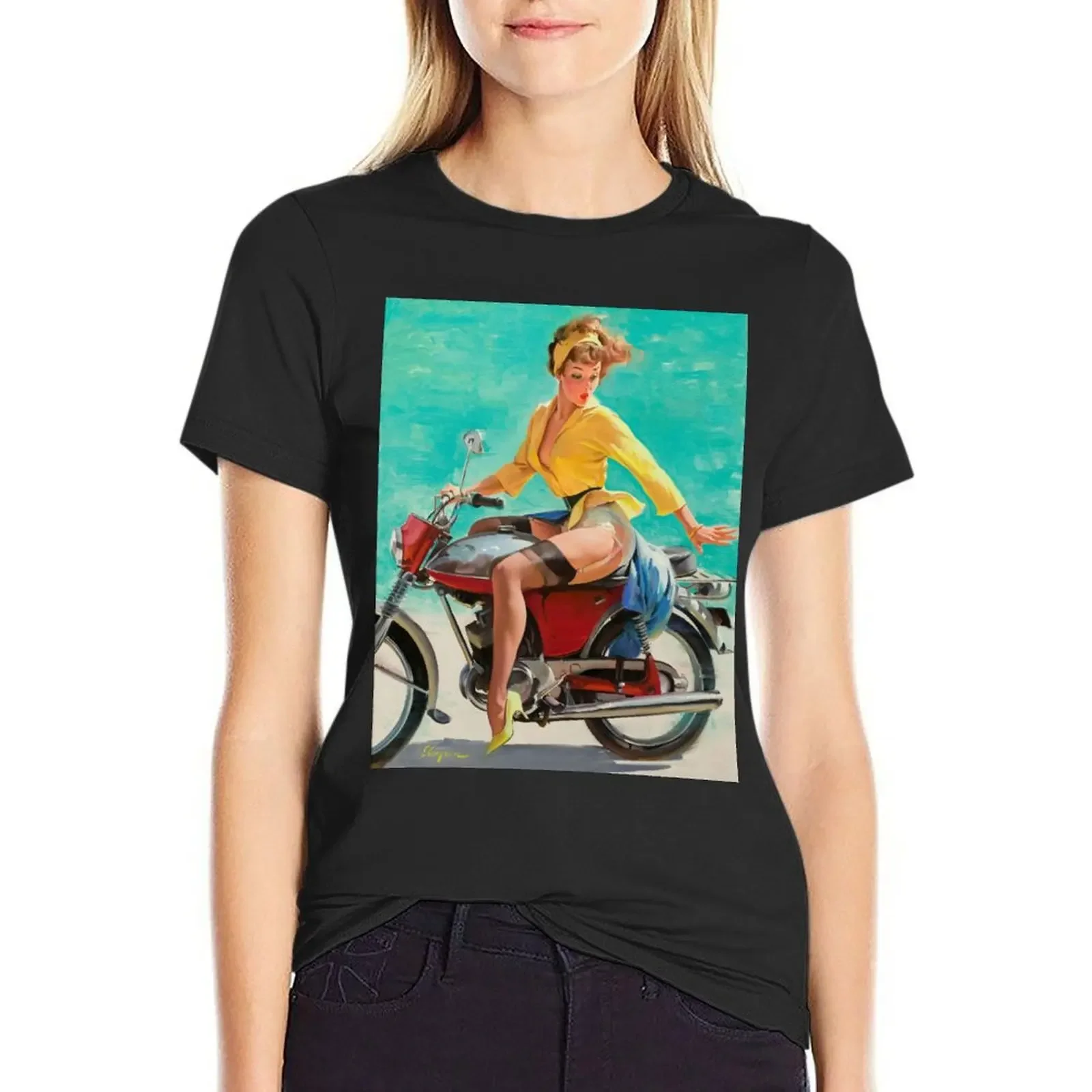 

Vintage Retro Motorcycle Bike Rider Pin Up Girl T-Shirt sports fans customs design your own quick-drying woman t shirt