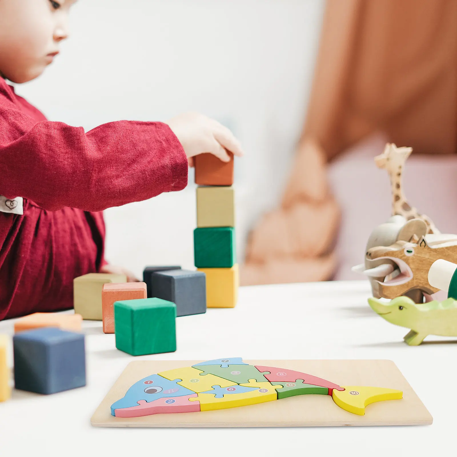 

3D Animal Shape Wooden Puzzle Educational Early Learning Cartoon Kids Cognitive Jigsaw Game Hand-Eye Coordination Development