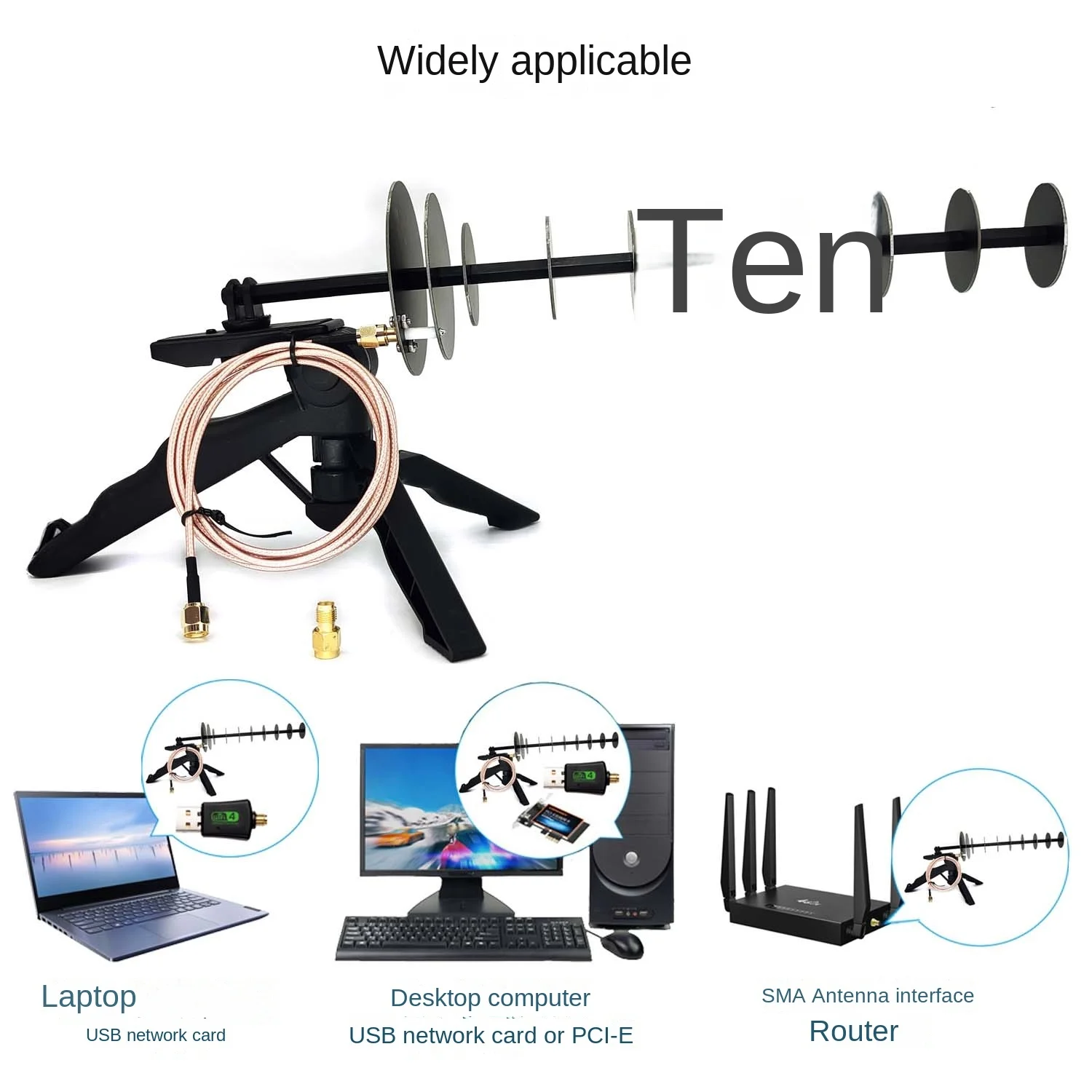 16dBi 2.4GHz WIFI directional antenna laptop desktop computer USB wireless network card signal amplifier