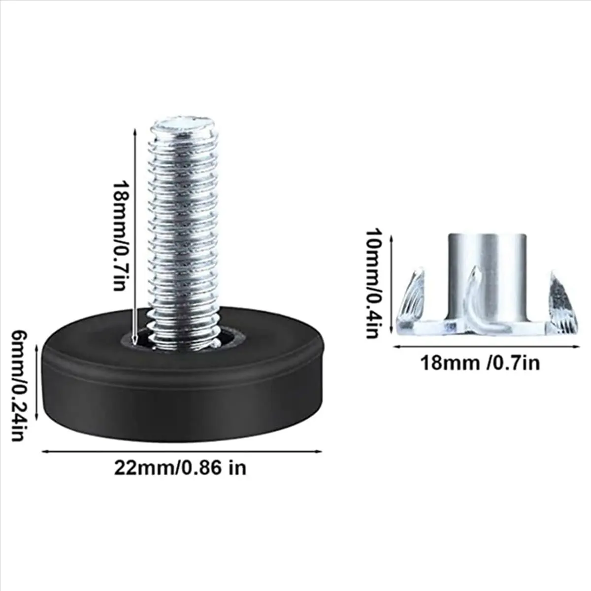 A06K 96 PCS M6 Thread Adjustable Furniture Levelers Screw in Chair Feet Adjustable Furniture Feet Leg Levelers