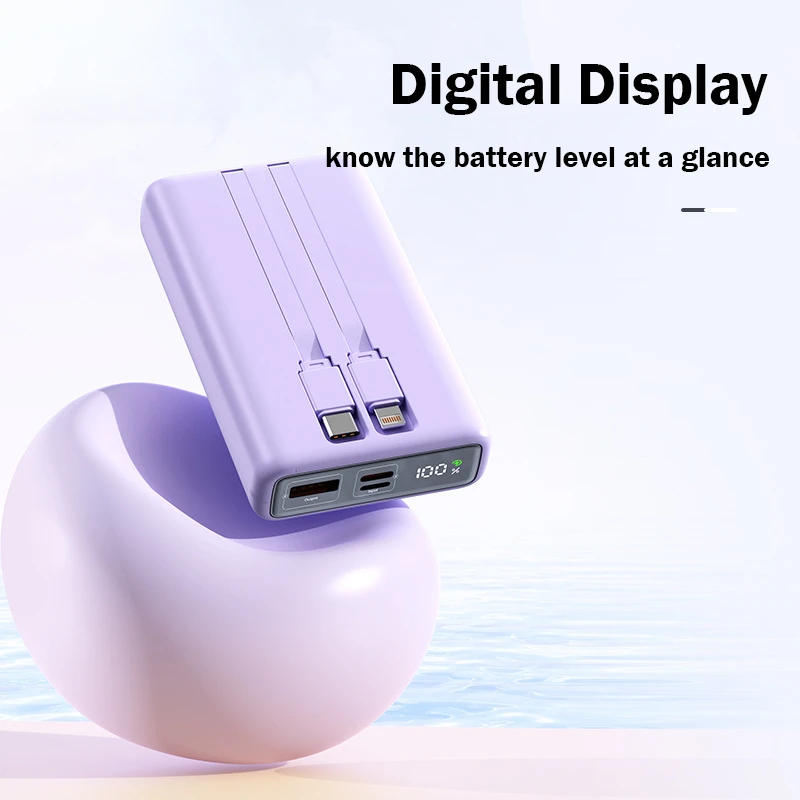With Cable External Spare Battery Mobile Powerbank For iPhone Xiaomi 10000mAh Power Bank 22.5W Fast Charging Portable Charger