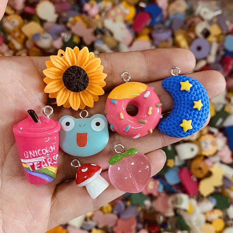 100/300/500pcs Cartoon Animal Fruit Resin Charms Lots Bulk Wholesale Pendants Diy For Earring Bracelet Necklace Jewelry Making