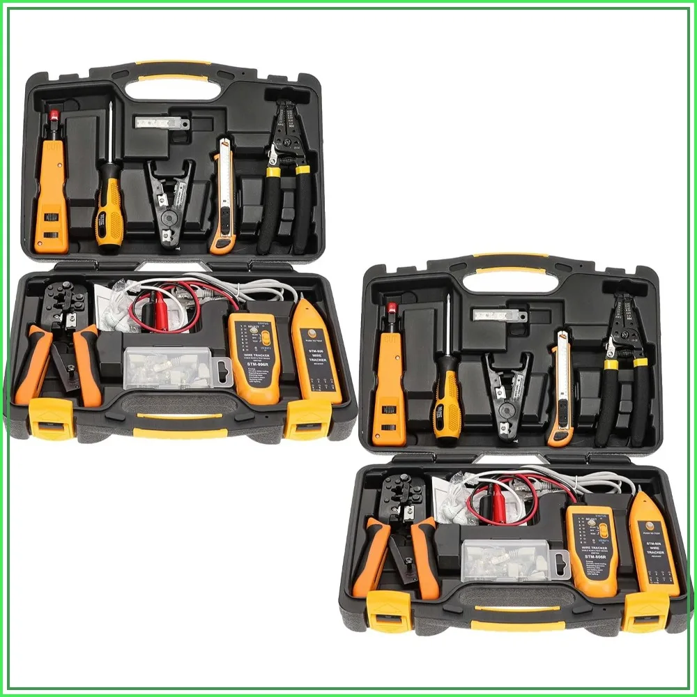 15 in 1 Network Tool Kit 2 Pack RJ45 Crimper Cat5 Cat6 Tester Wire Stripper Punch Down Screwdriver