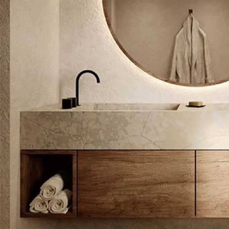 ab-European Scandinavian Design Wall-mounted Illuminated LED Mirror Plywood Bathroom Vanity Stainless Steel Drainer 5 Year！