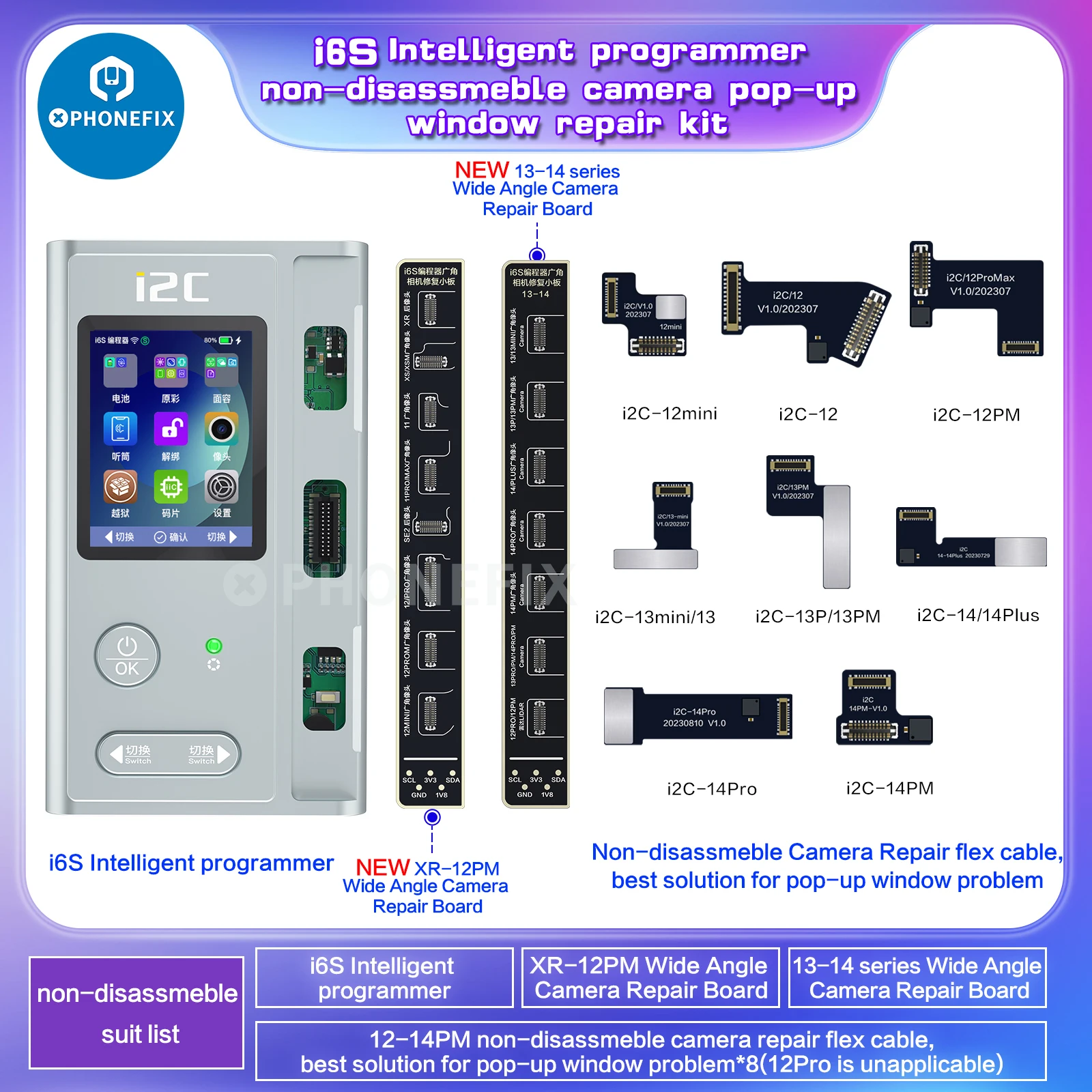 i2C i6S Telefonreparatur Kleiner Board-Programmierer zum Entbinden des iPhone 6-15 Pro Max Bildschirm True Tone Fix Face ID Batterie Kamerareparatur