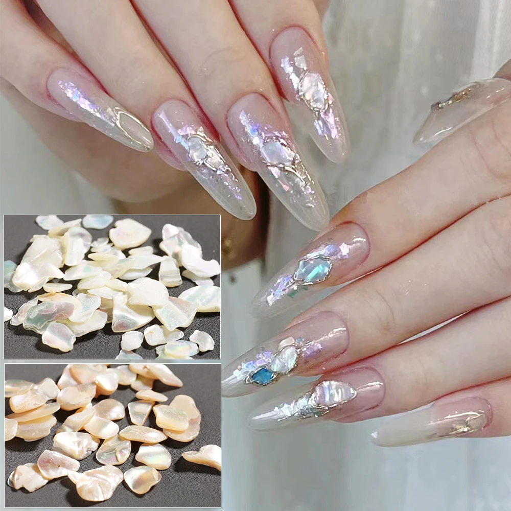 1 Box Shell Nail Art Deco Irregular Abalone Shell Flakes Shimmer Mica Slices Pearl Nail Charms Natural Stone Manicure Deco GLHBZ